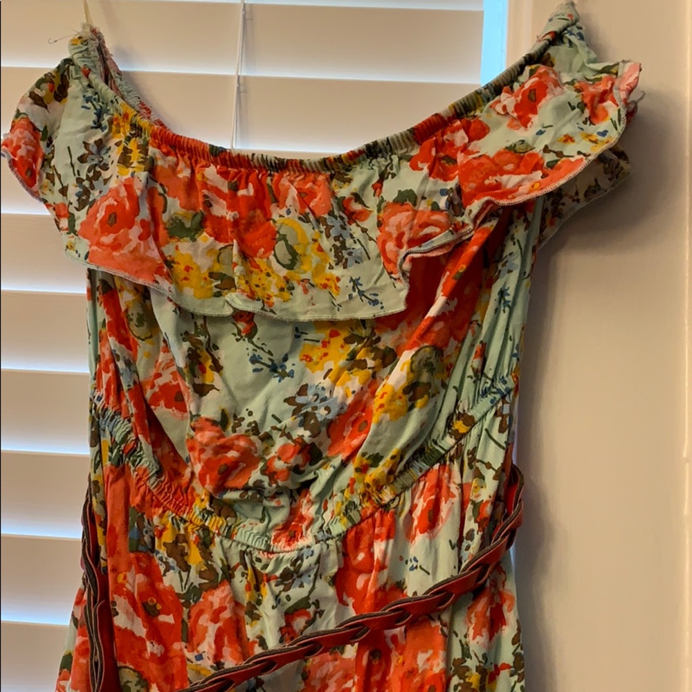 Mint floral Strapless dress